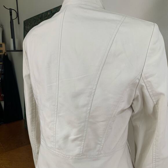 NEW Calvin Klein Size 12 Women's Cotton Blend Blazer jacket Beige Career - Picture 10 of 13